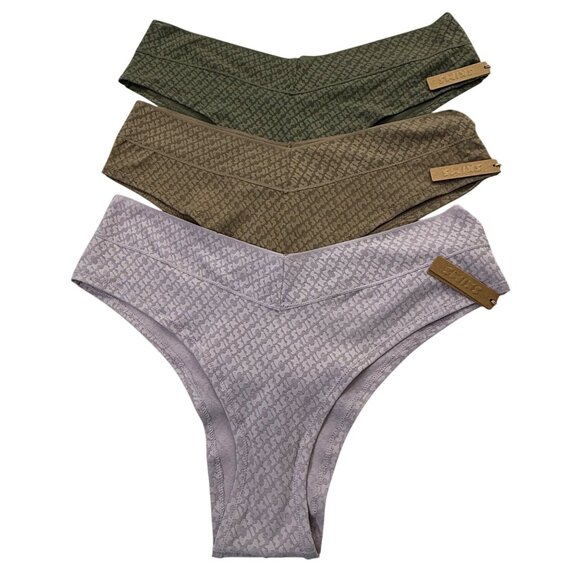 SKIMS Logo Mesh Boy Short Lot of 3 Iris Mica Desert Olive 2X - Picture 1 of 14